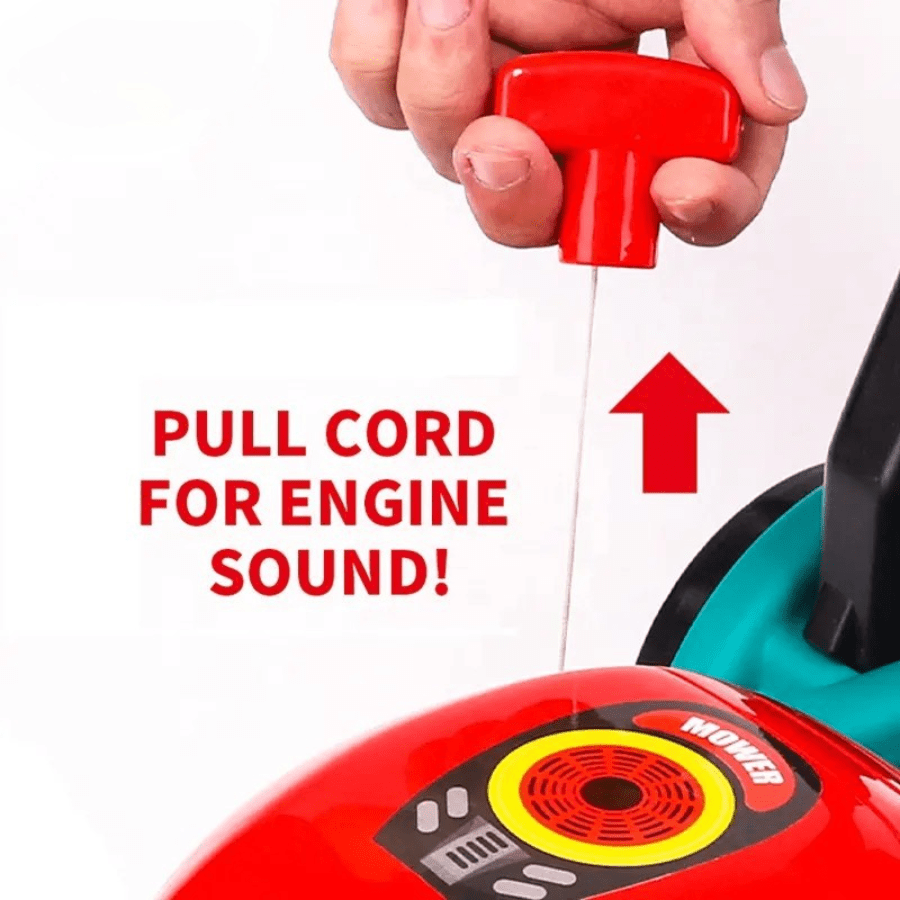 Kids Garden Lawn Mower – colourful outdoor pretend play toy for children, lightweight push mower for imaginative garden fun and active play.