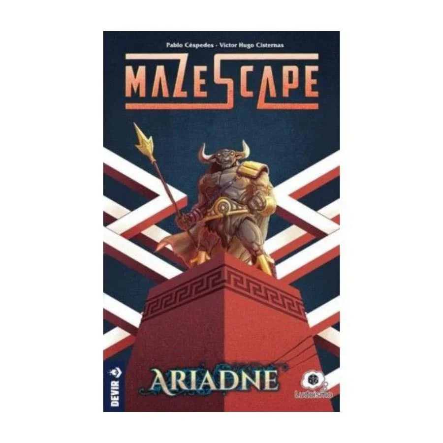 Mazescape Ariadne board game box featuring solo puzzle labyrinth theme
