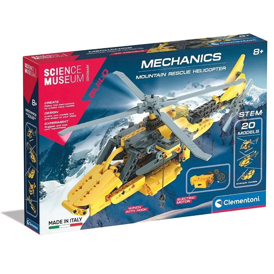 Mech Lab Mountain Rescue Helicopter STEM build and play engineering kit.