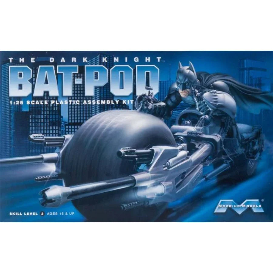 The Dark Knight Bat-Pod 1:25 scale plastic assembly kit, Batman action figure, Moebius Models