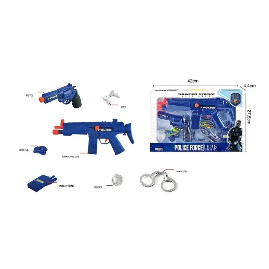 Police Force Kit for Kids – realistic toy police roleplay set with handcuffs, badge, torch, and accessories for imaginative play.