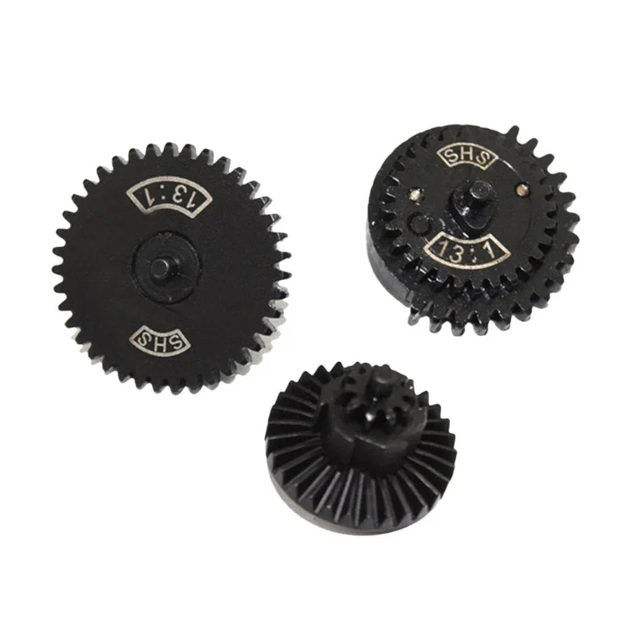 SHS 13:1 metal gear set for high-speed gel blaster gearbox upgrades.