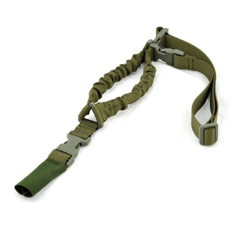 Single Point Gel Blaster Sling Strap – adjustable black tactical sling with bungee cord and metal hook