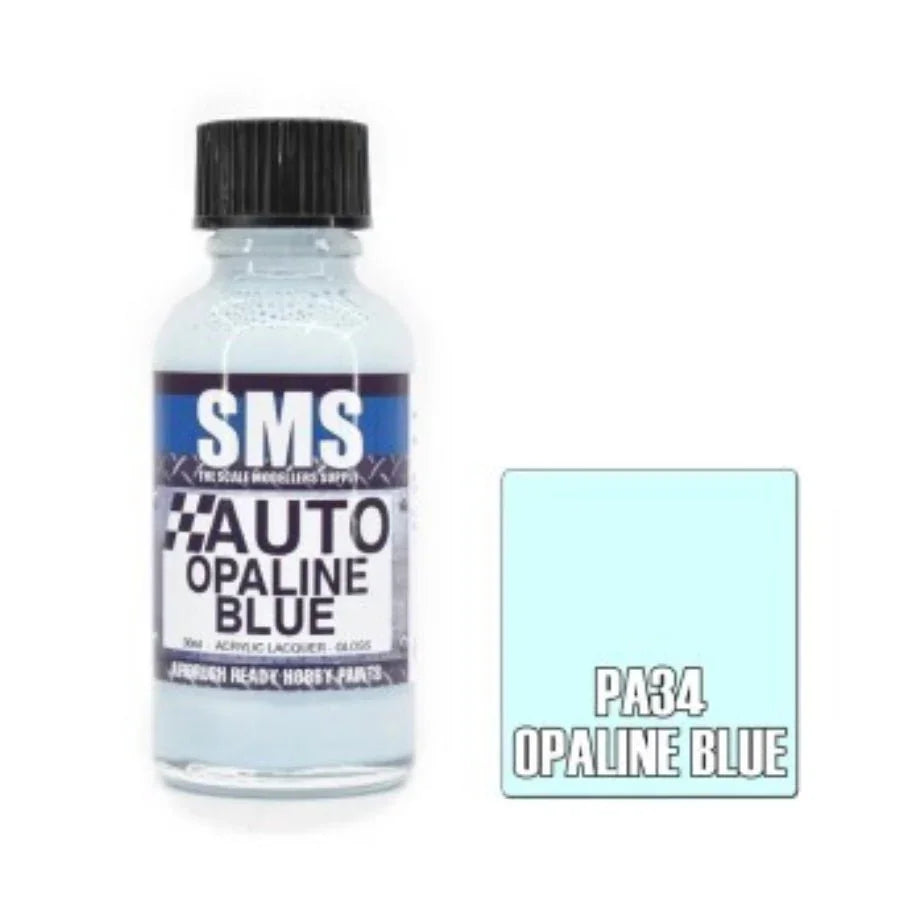SMS Auto Colour Opaline Blue hobby paint bottle for scale model kits.