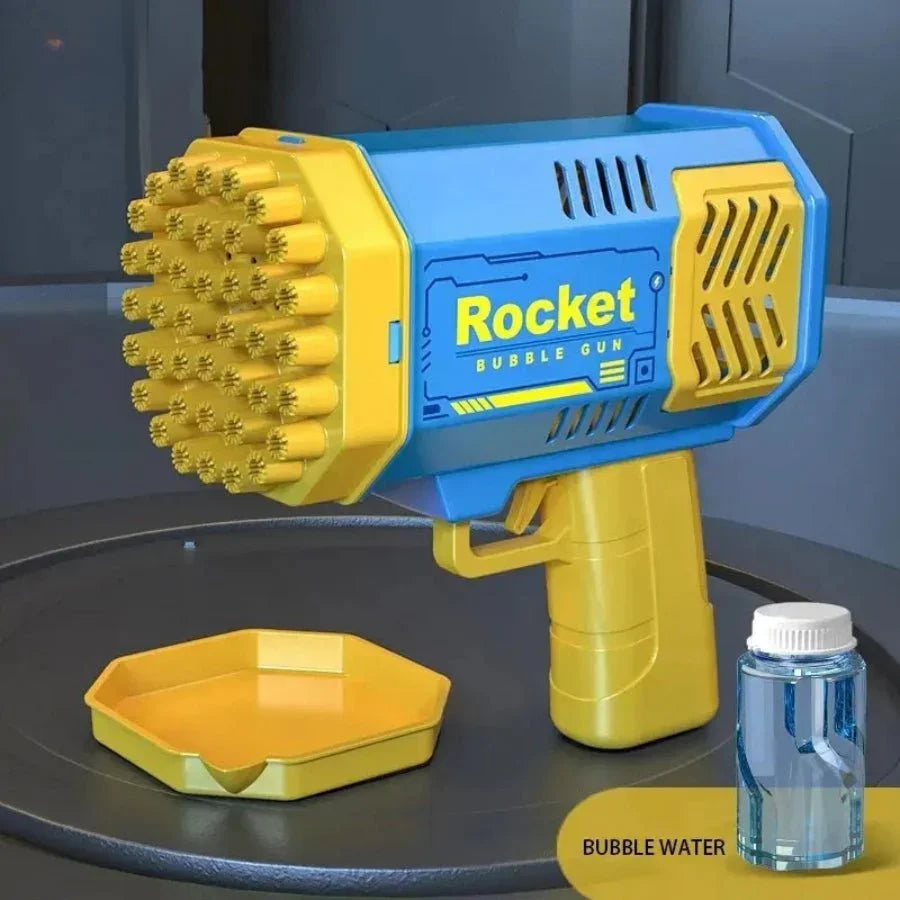 Rocket Bubble Gun – rechargeable kids’ bubble toy that blows 3000+ bubbles per minute for outdoor fun and parties. Blue