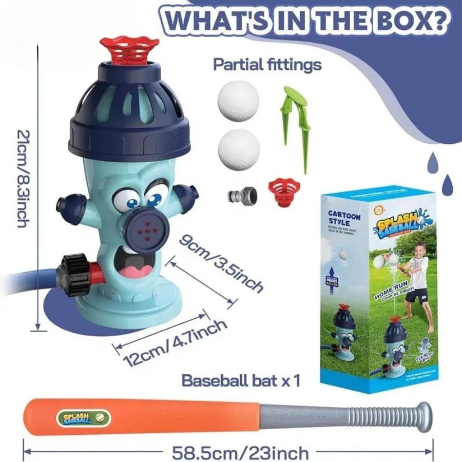 Splash Baseball Sprinkler – colourful kids’ outdoor water toy combining baseball and sprinkler fun for summer play in the backyard.