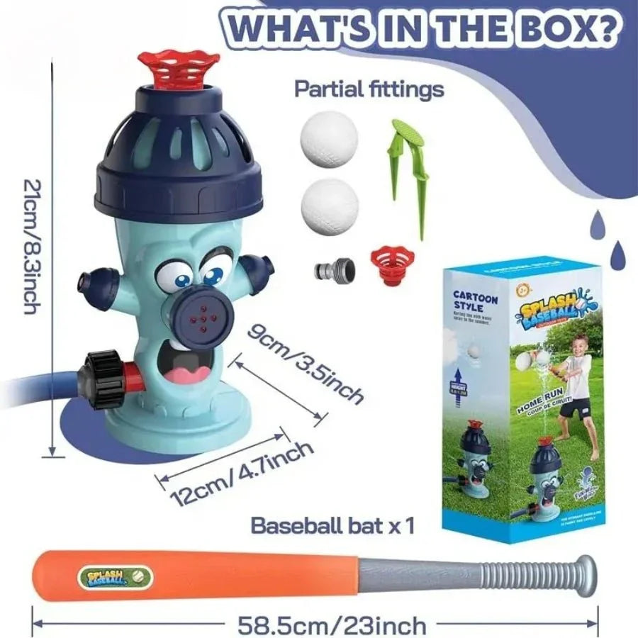 Splash Baseball Sprinkler – colourful kids’ outdoor water toy combining baseball and sprinkler fun for summer play in the backyard.