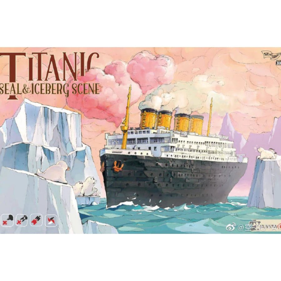 Suyata Titanic Seal & Iceberg Scene plastic snap-fit model kit with iceberg pieces and six seals