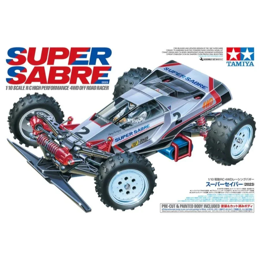 1/10 scale RC Super Sabre 4WD off-road buggy kit with detailed red and silver design