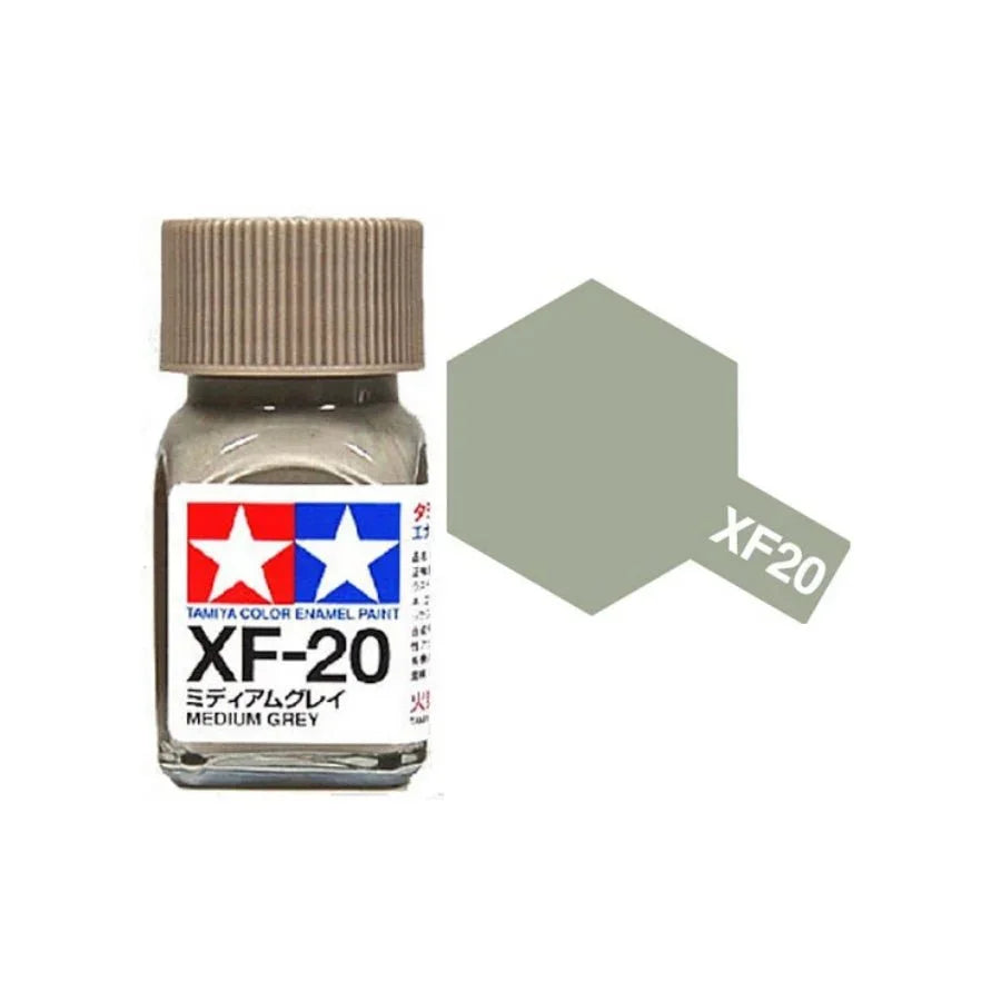 Tamiya XF-20 Medium Grey enamel paint jar for model kits and dioramas.