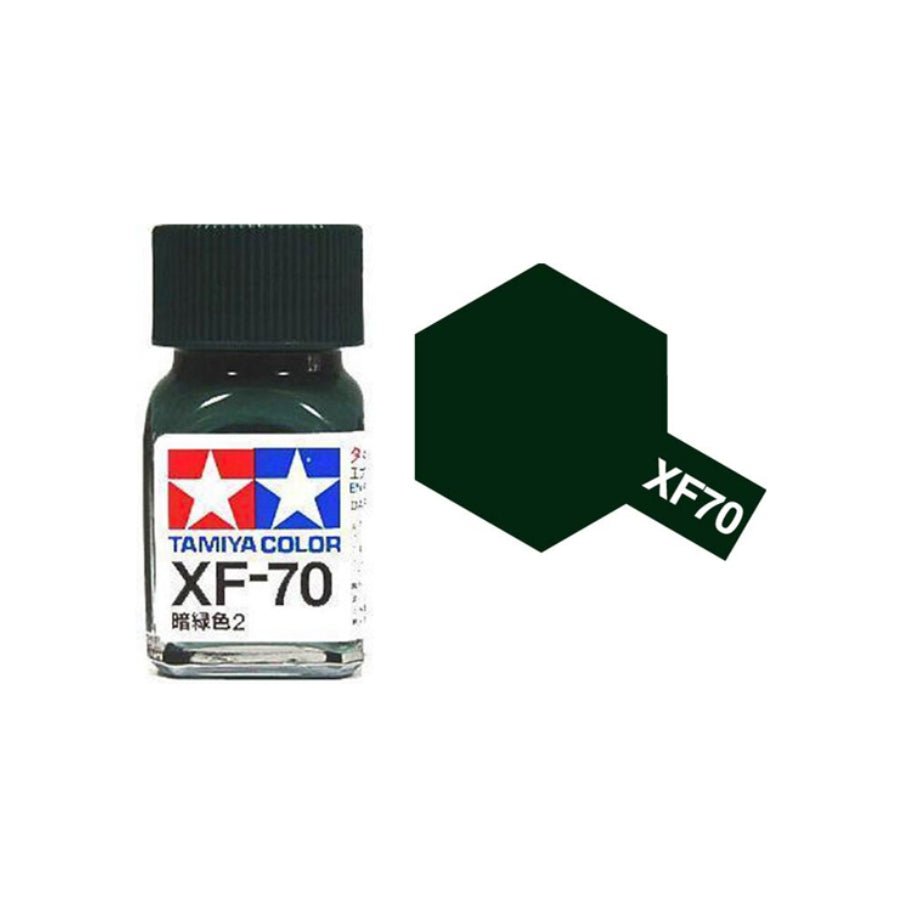 Tamiya Enamel XF-70 Dark Green 2 (IJN) flat paint jar for scale models.