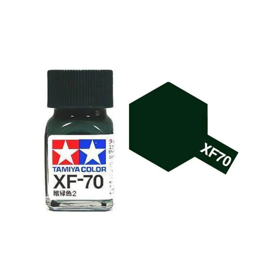 Tamiya Enamel XF-70 Dark Green 2 (IJN) flat paint jar for scale models.
