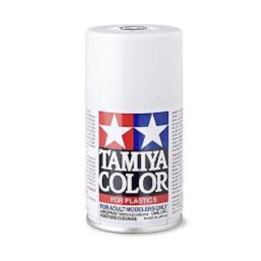 Tamiya Color spray paint for plastic model kits, white can with red and blue label