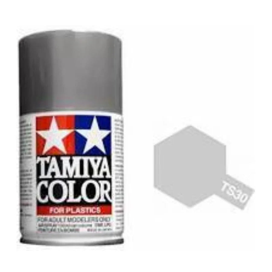 Tamiya Color TS-30 Light Gray spray paint for plastic model kits, ideal for adult modelers