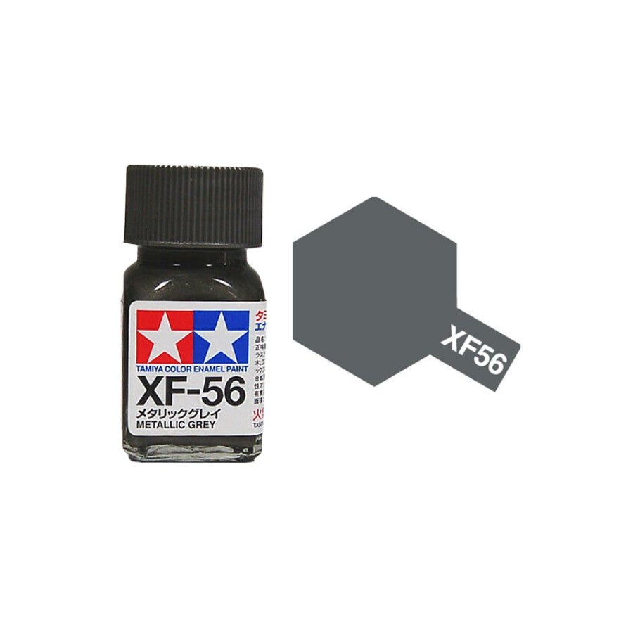 Tamiya XF-56 Metallic Grey enamel paint jar for scale modelling.