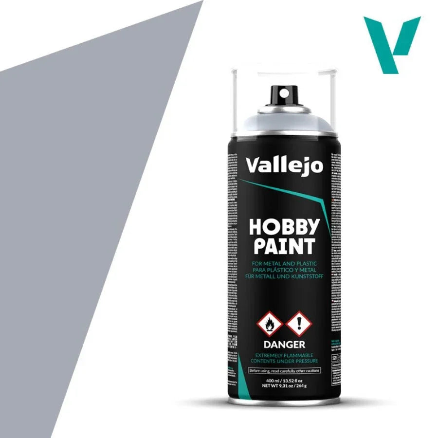 Vallejo Aerosol Silver 400ml AV28021 metallic hobby spray paint can