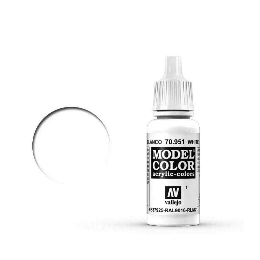 Vallejo Model Colour White 18ml AV70951 matt acrylic paint bottle