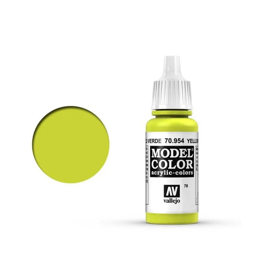 Vallejo Model Colour Yellow Green 18ml AV70954 matt acrylic paint bottle