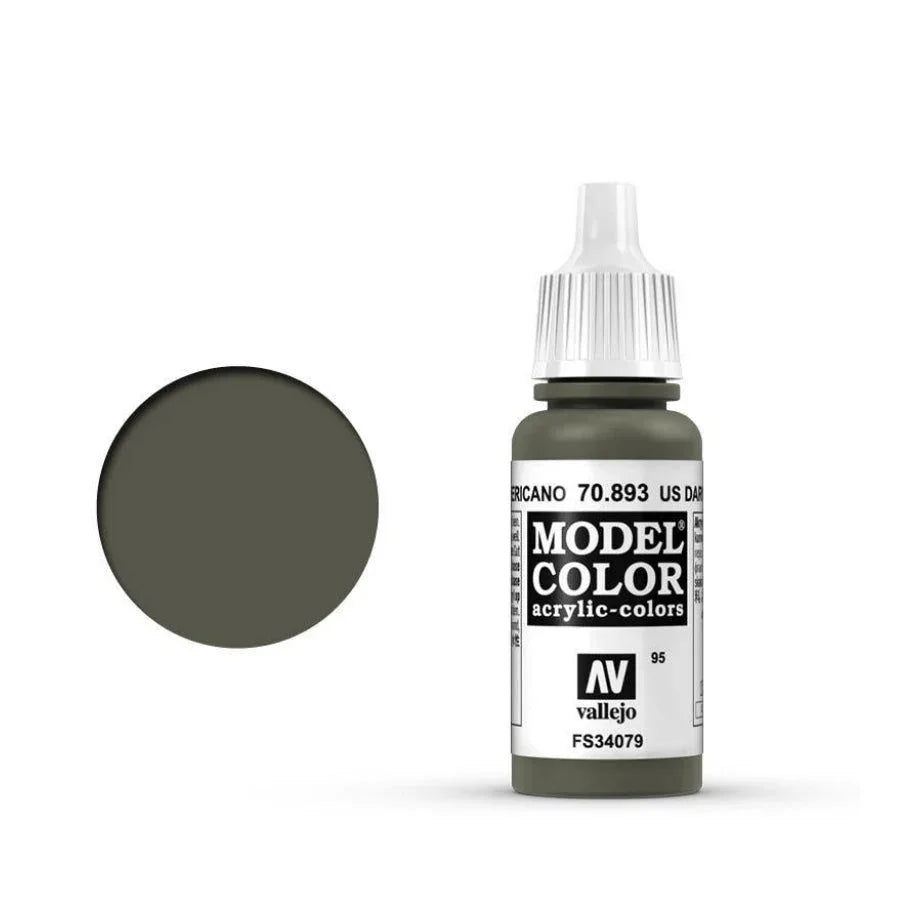 Vallejo Model Colour US Dark Green 17ml AV70893 matt acrylic paint bottle