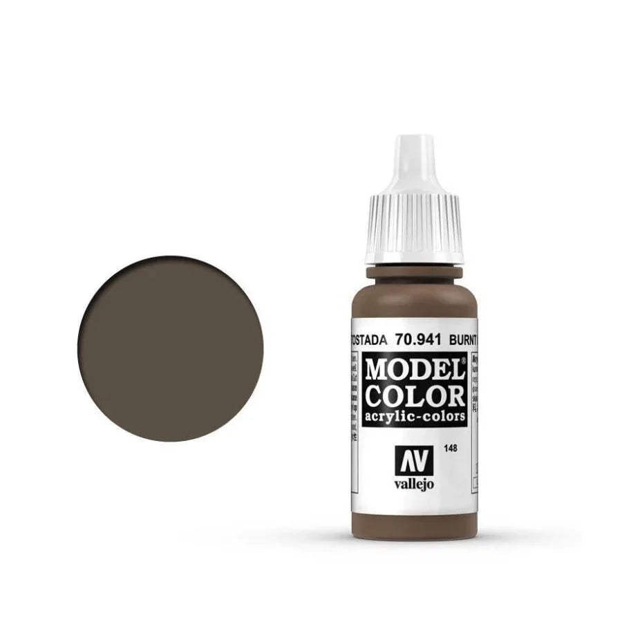 Vallejo Model Colour Burnt Umber 17ml AV70941 matt acrylic paint bottle