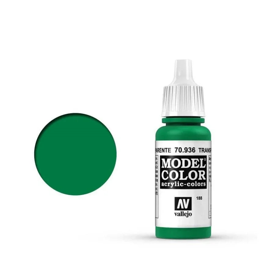 Vallejo Model Colour Transparent Green 17ml AV70936 transparent acrylic ink bottle
