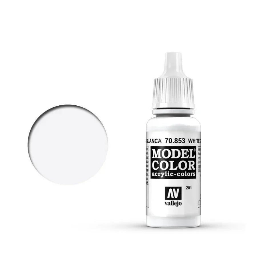 Vallejo Model Colour White Glaze 17ml AV70853 acrylic glaze bottle