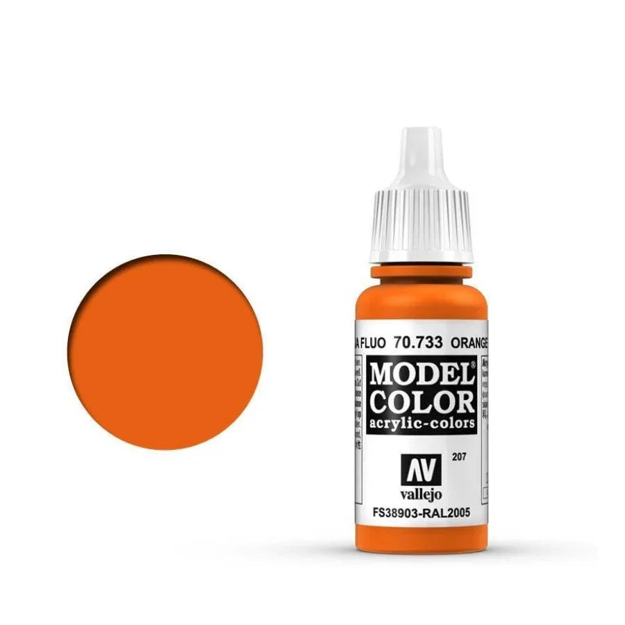 Vallejo Model Colour Fluorescent Orange 17ml AV70733 fluorescent acrylic paint bottle