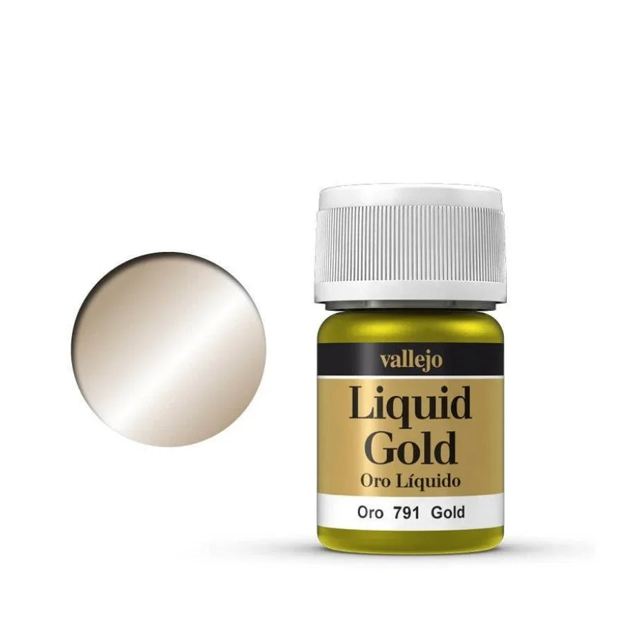 Vallejo Model Colour Metallic Gold (AV70791) – alcohol-based 35ml acrylic paint for models and miniatures.