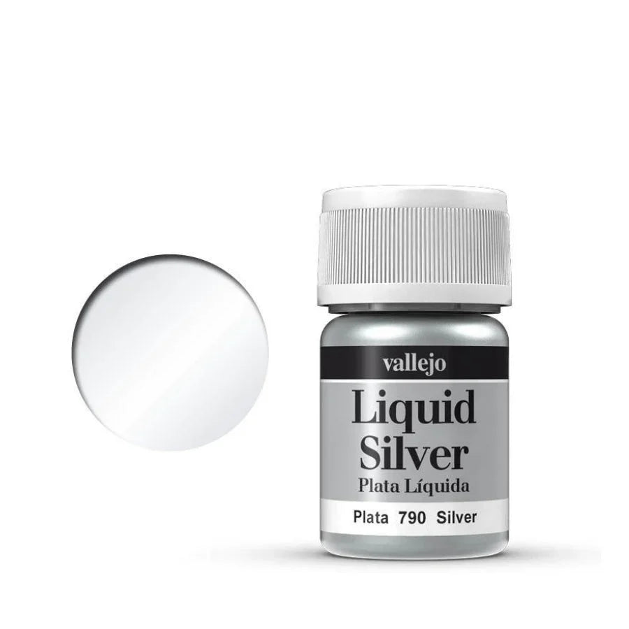 Vallejo Liquid Metal Silver AV70790 35ml alcohol-based metallic paint bottle