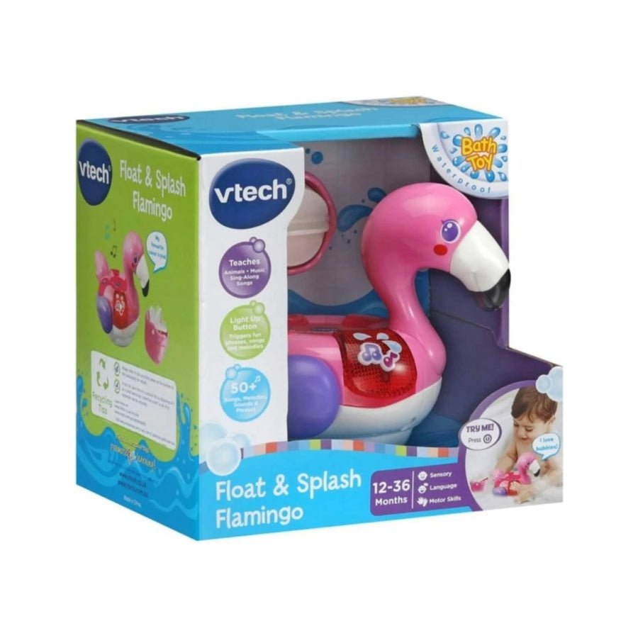 VTech Float & Splash Flamingo Playset – interactive floating bath toy for toddlers with lights, sounds, and colourful accessories.