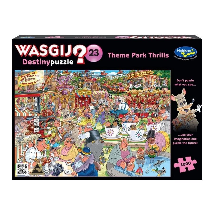 Wasgij Destiny 23 Theme Park Thrills 1000 piece humorous jigsaw puzzle.