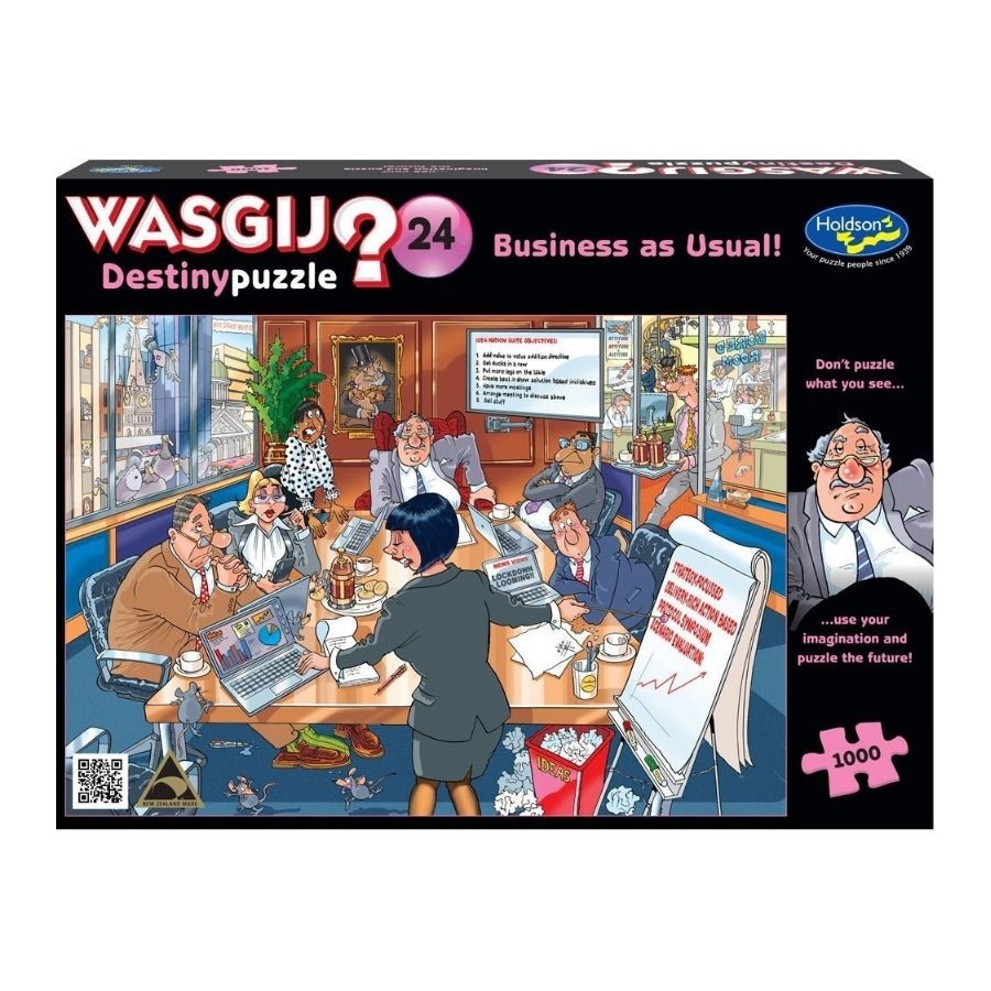 Wasgij Destiny 24 Business as Usual 1000pc mystery jigsaw puzzle box.