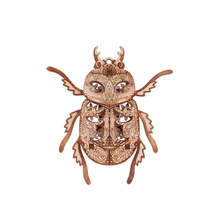 Wood Trick Beetle Wooden 3D mechanical model kit with decorative insect design.