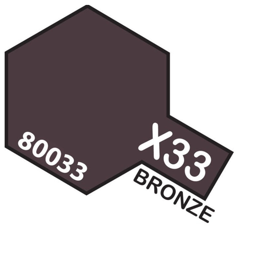 Tamiya Enamel X-33 Bronze metallic paint jar for model and miniature finishing.