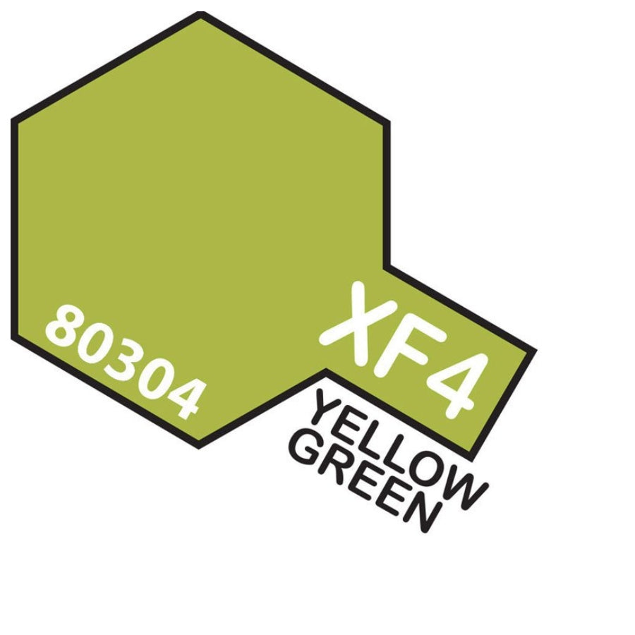 Tamiya Enamel XF-4 Yellow Green flat model paint jar for scale modelling.