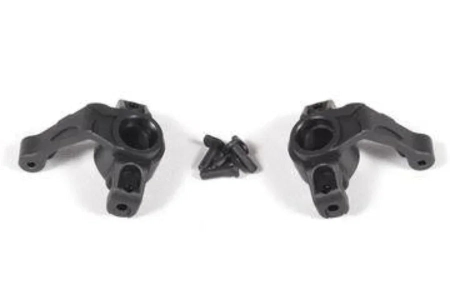 Black RC car suspension arms with mounting hardware for model kit assembly