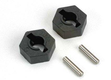 Black hexagonal RC car parts with metal pins, model kit accessories for hobbyists