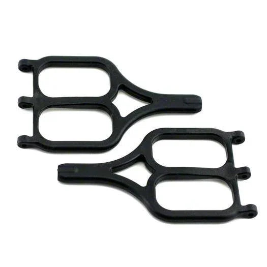 Black RC car chassis parts for model kits, precision plastic components for hobby assembly