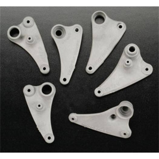 White plastic model kit parts for RC cars or drones, precision-engineered with holes and mounts