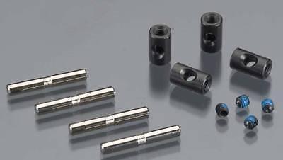 Metal pins, black connectors, and blue beads for model kits and hobby projects