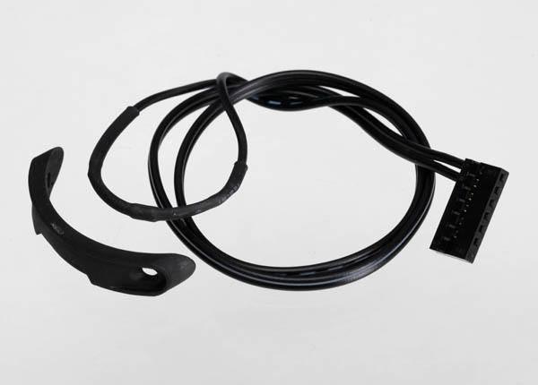 Black SATA power cable with connector and mounting clip for PC builds