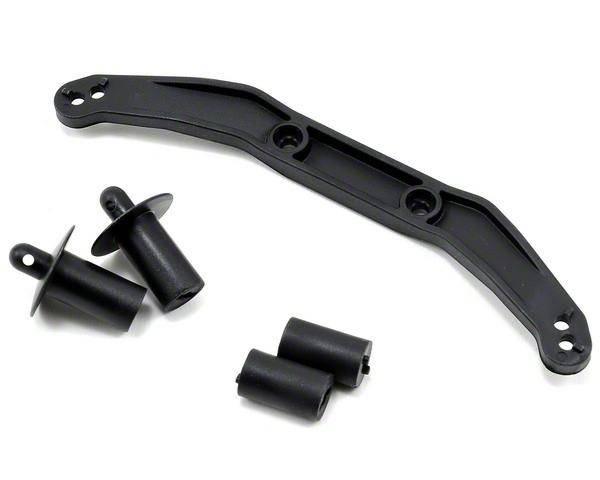 Black RC car suspension arm and bushings for model kit upgrades