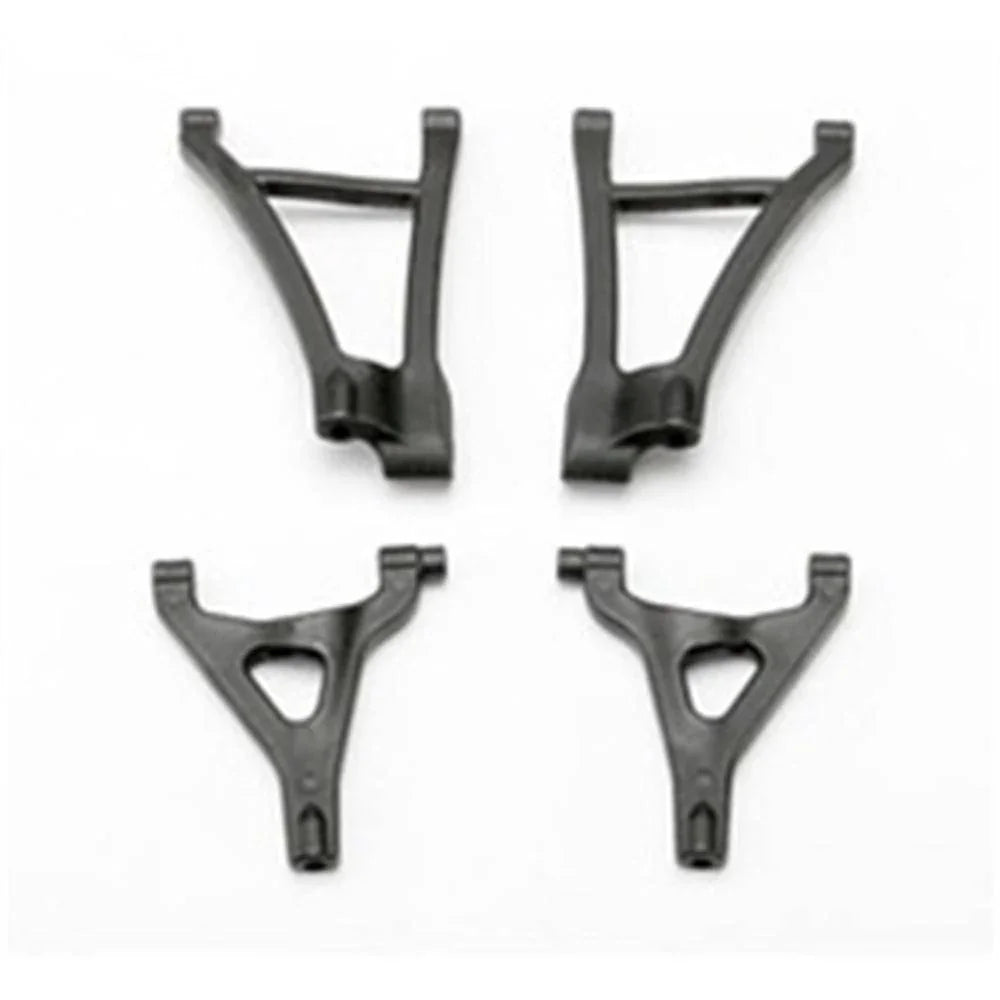 Black RC car suspension arms for model kits, compatible with 1/10 scale hobby vehicles