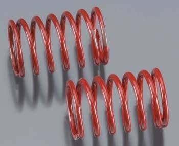 Red coil springs for model kits or RC cars, ideal for hobbyists and collectors