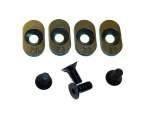 Black and gold model kit hardware parts including bolts, nuts, and washers for scale models