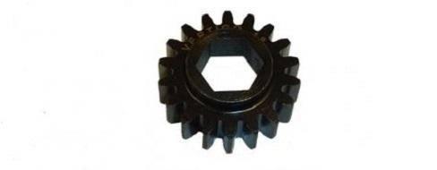 Black gear with hexagonal center hole for model kits and hobby projects