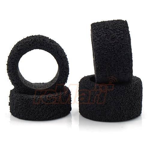 Black foam tire inserts for RC car wheels, compatible with 1/10 scale models