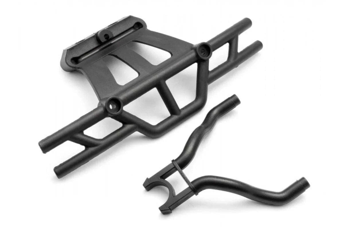 Black RC car roll cage and exhaust pipe parts for model kits
