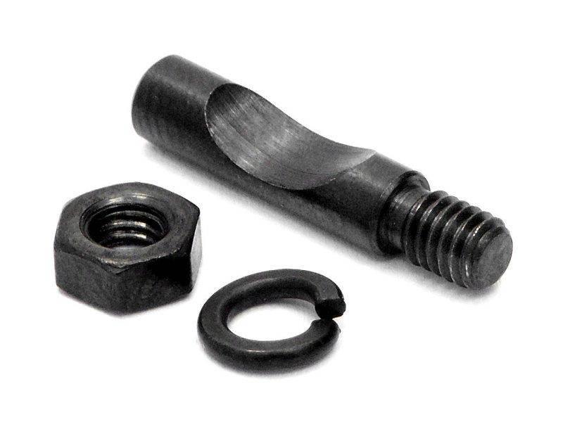 Black metal bolt, hex nut, and split washer for model kits and hobby assembly