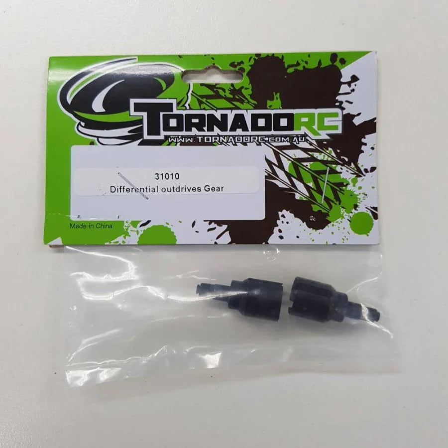 Tornado RC 31010 Differential Outdrives Gear for RC cars, black plastic parts in clear bag with green packaging